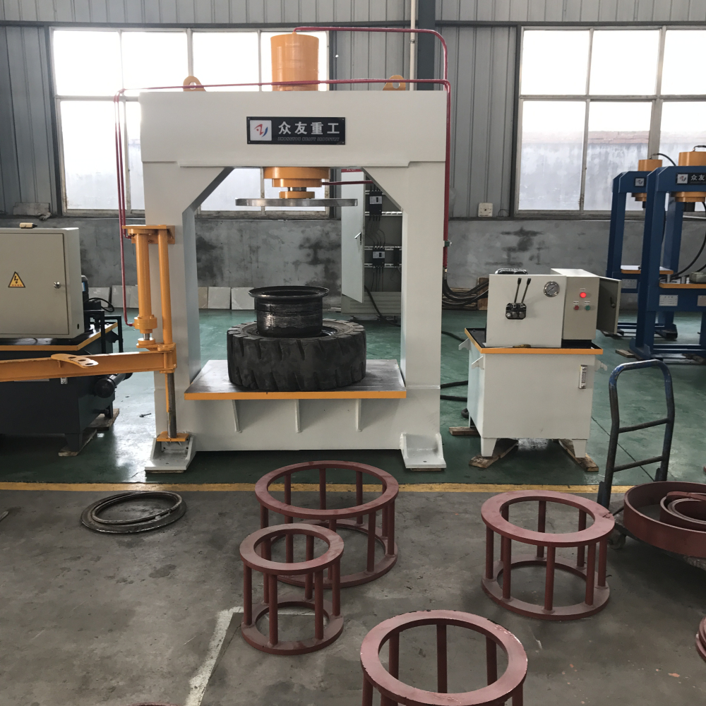 120 ton tire press with hydraulic lift table