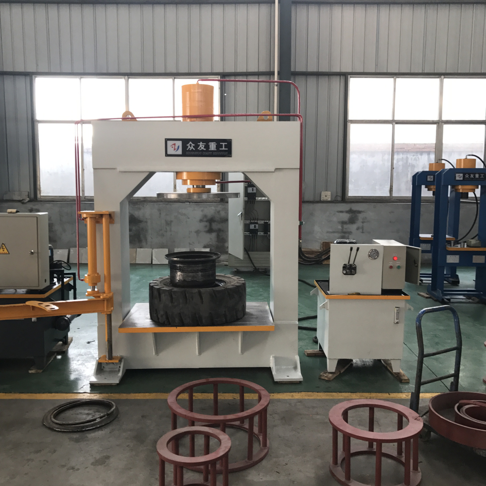 120 ton tire press with hydraulic lift table