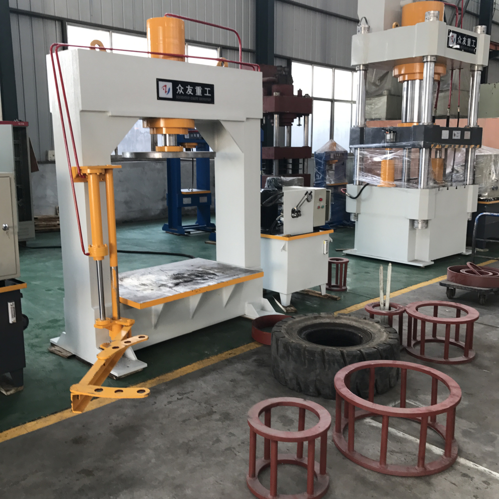 120 ton tire press with hydraulic lift table