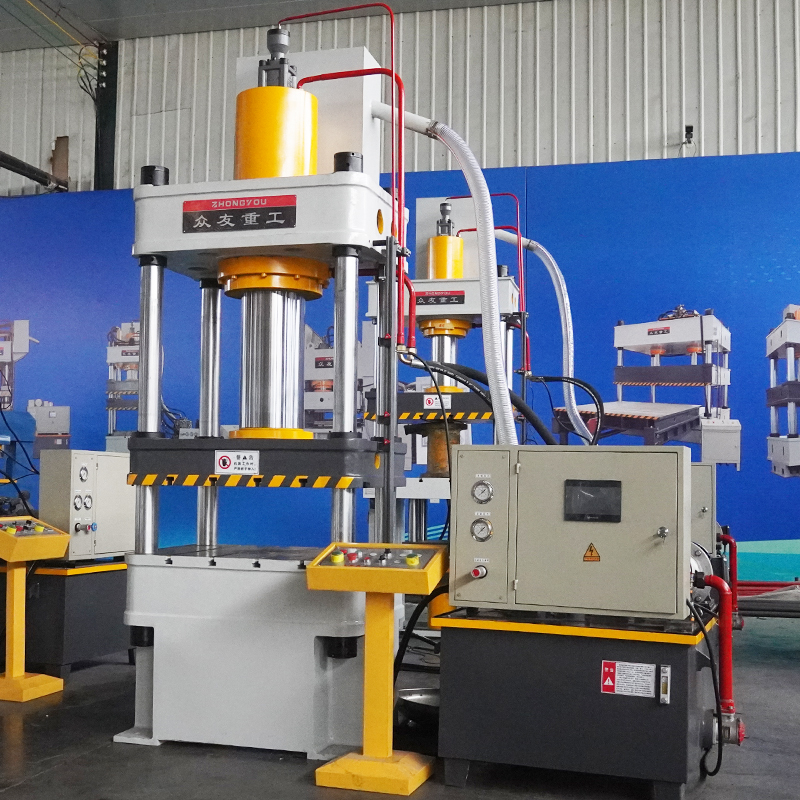 Hydraulic press for forming automotive air conditioning compressor components   