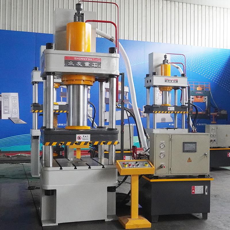 Hydraulic press for forming automotive air conditioning compressor components   