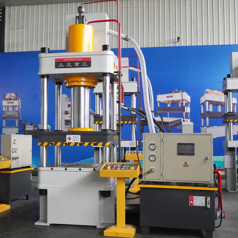 Hydraulic press for forming automotive air conditioning compressor components   