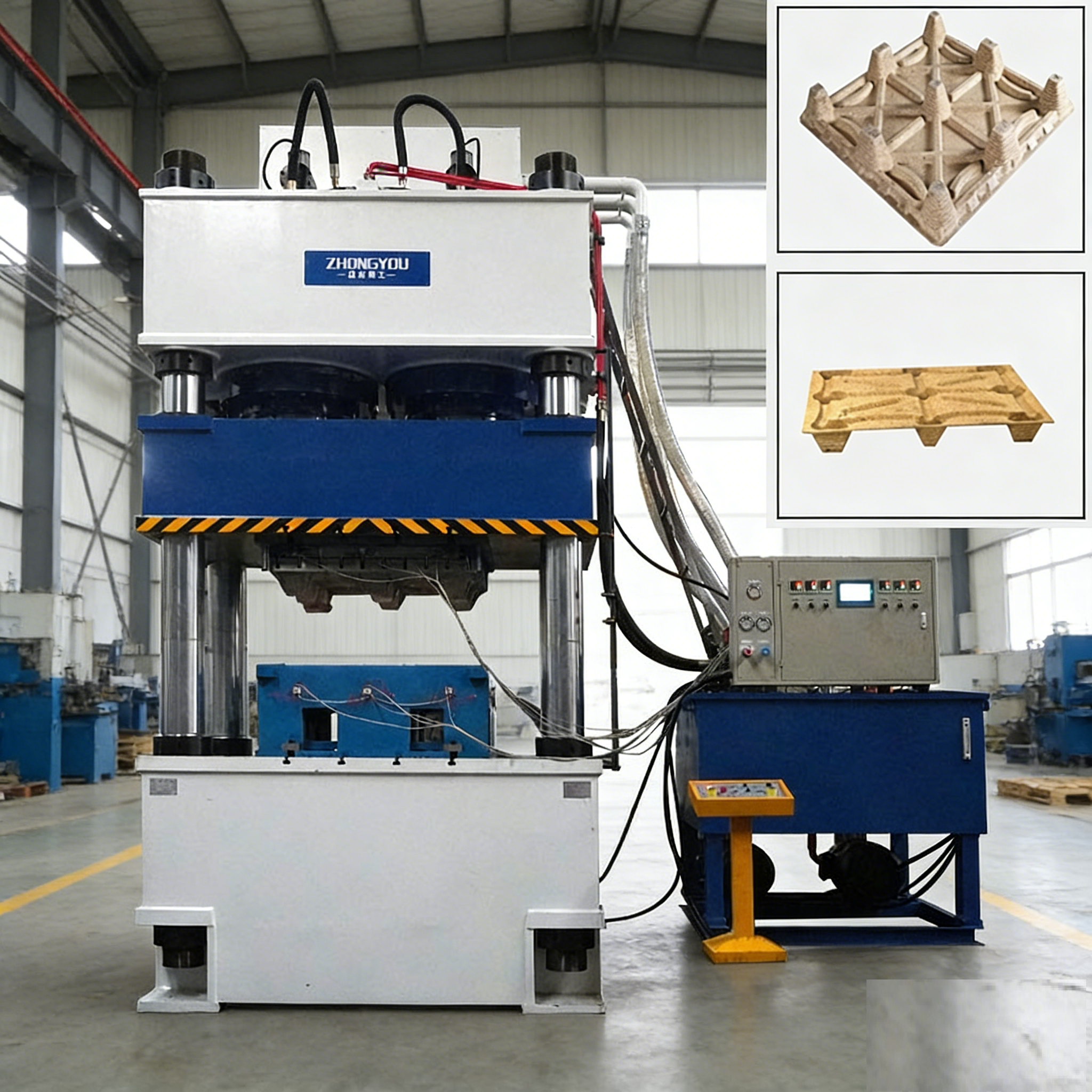 hot pressing sawdust wood chips pallet machine