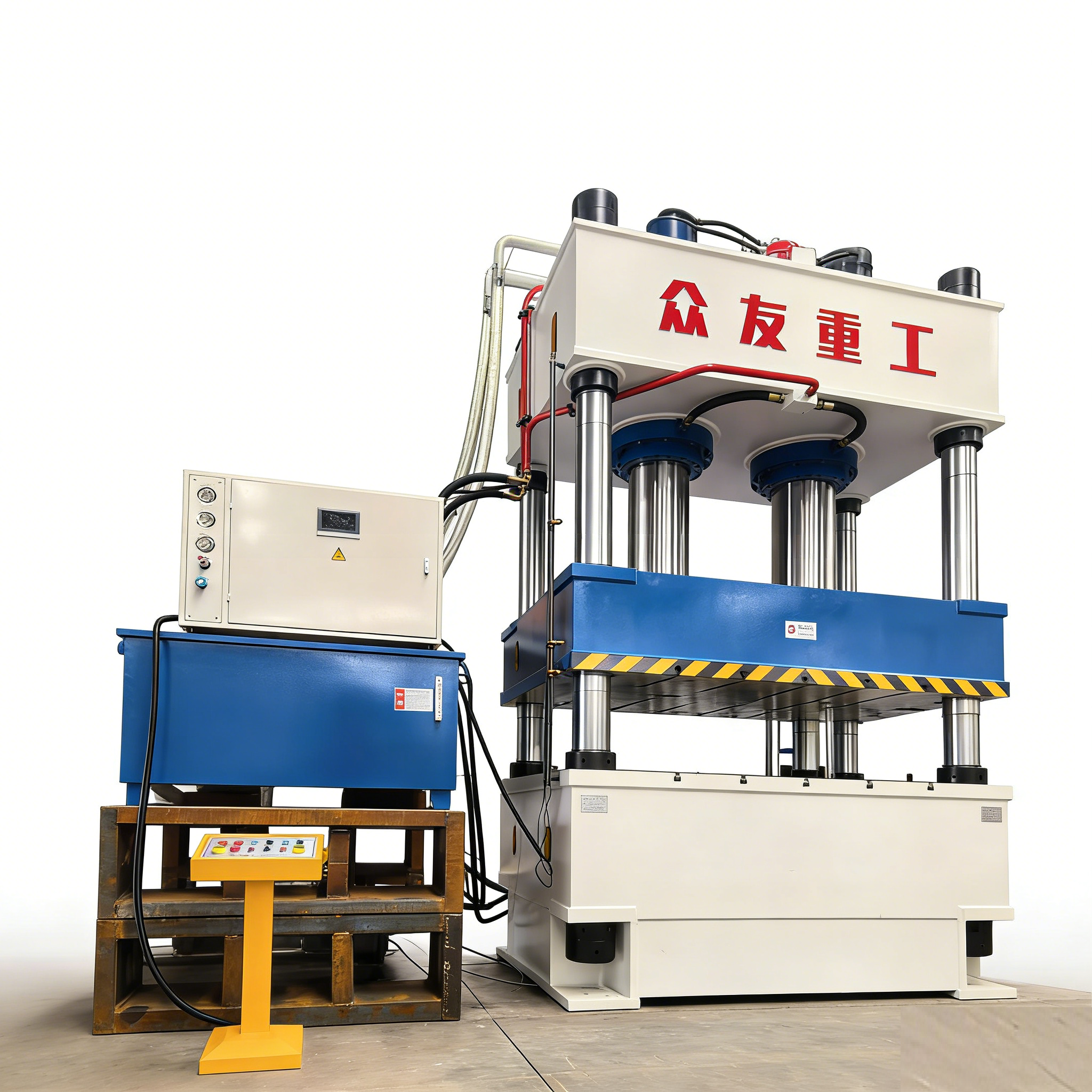 Hydraulic press for forming drain covers