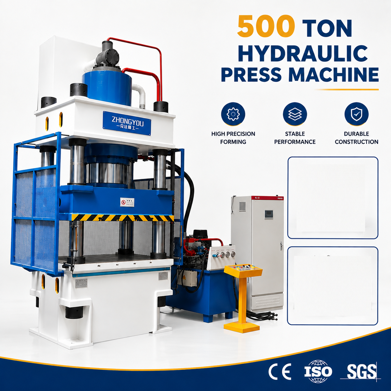 500 Ton Four Column Hydraulic Press 3-Beam 4-Column Metal Forming Hydraulic Press, High Precision Forging Equipment