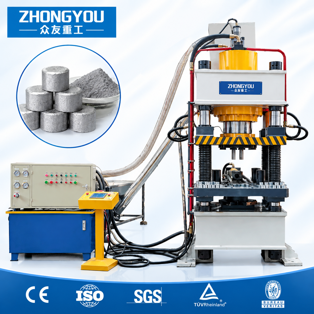 Zinc Powder Briquetting Hydraulic Press | Powder Compacting Machine