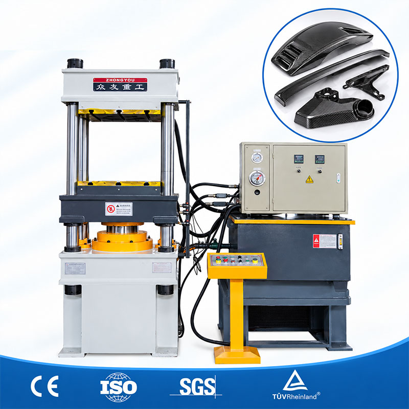 carbon fiber compression molding machine bottom ejection hydraulic press